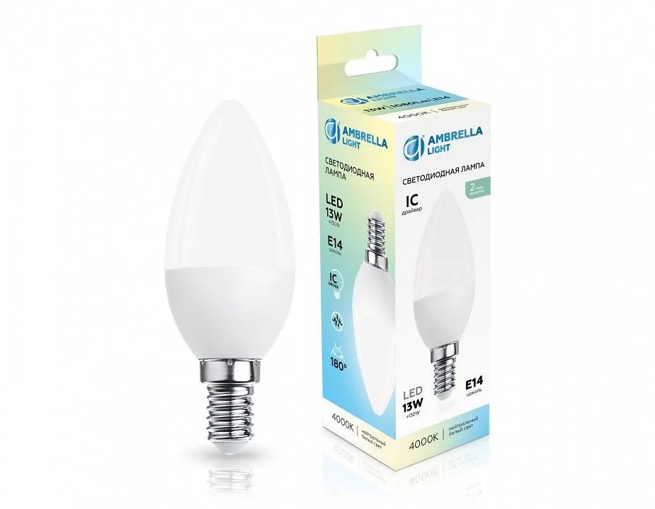 Лампа светодиодная Ambrella Light C37 E14 13Вт 4000K 371314
