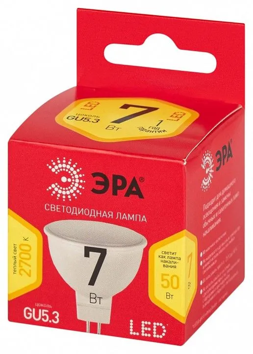 Лампа светодиодная Эра  GU5.3 7Вт 2700K LED MR16-7W-827-GU5.3 R