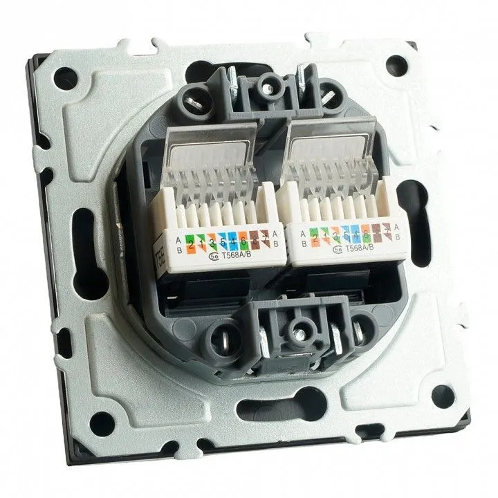 Розетка двойная Ethernet RJ-45 без рамки Stekker Эмили 49848