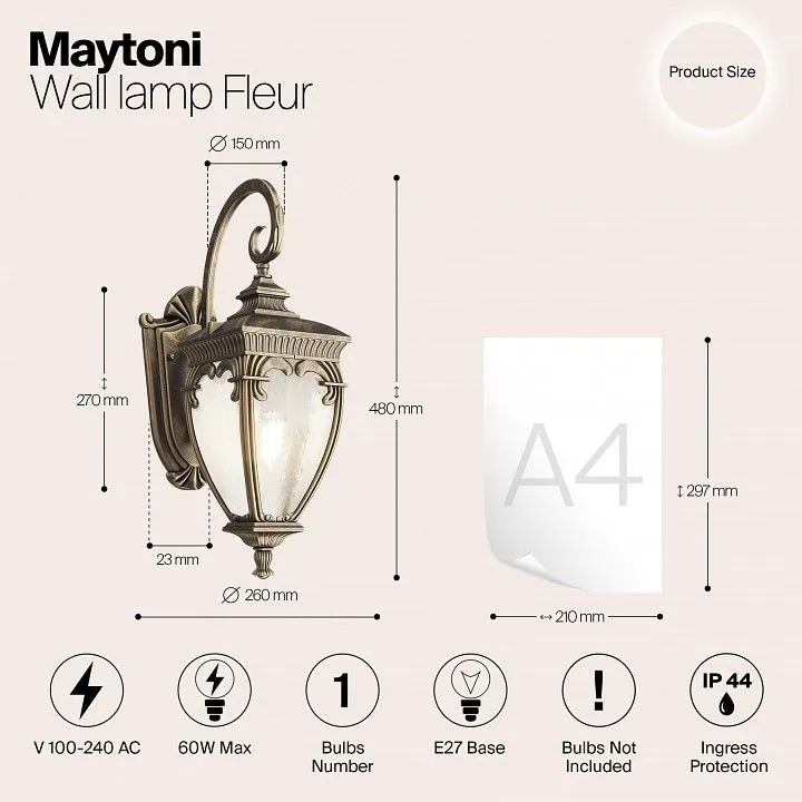 Светильник на штанге Maytoni Outdoor Флер O414WL-01GB