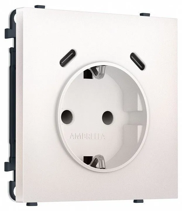 Розетка с заземлением и со шторкой и 2хUSB C, без рамки Ambrella Volt MS MS210510
