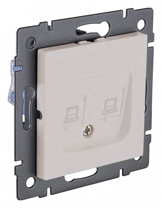 Розетка двойная Ethernet RJ-45 и со шторками, без рамки Kollinger  REA-019CM