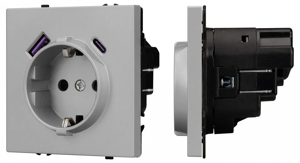 Розетка с заземлением и 2хUSB type A и C, без рамки Arlight SCT-NOBE 059445
