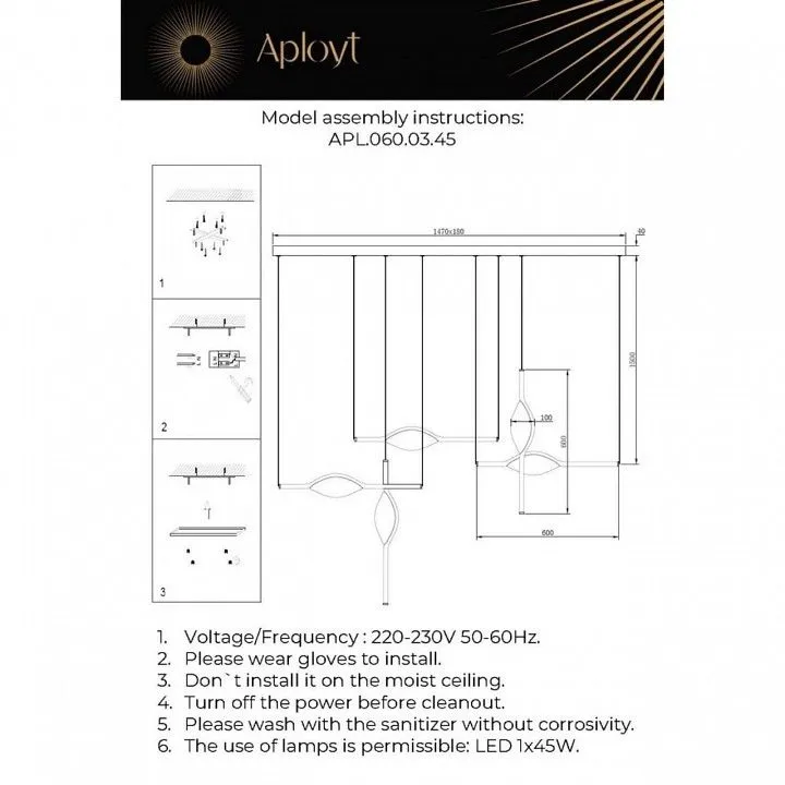 Подвесной светильник Aployt Krysia APL.060.03.45