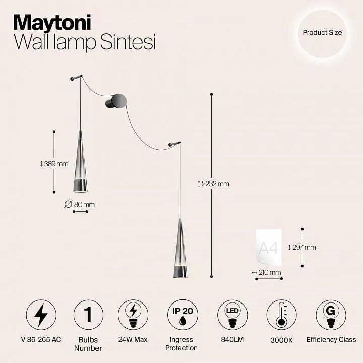 Бра Maytoni Синтези P090WL-L24CH3K