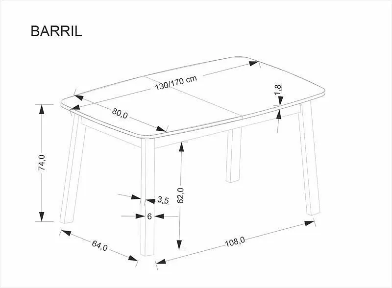 Стол обеденный Barril 130