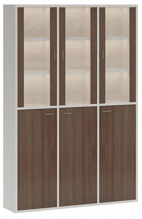 Шкаф-витрина Merdes Домино СУ(ш3в2)+3ФГ+3ФС БЕШ белый/шамони-Ч Шкаф-витрина Merdes Домино СУ(ш3в2)+3ФГ+3ФС БЕШ белый/шамони-Ч