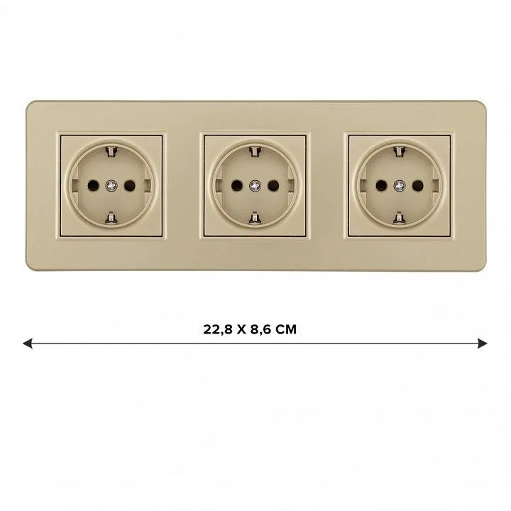 Розетка с заземлением и со шторкой Arte Milano SET16-3 SET16-3-40-1x3 shampan