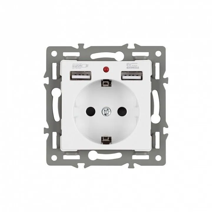 Розетка с заземлением и 2хUSB type A, без рамки Arlight SCT 043733