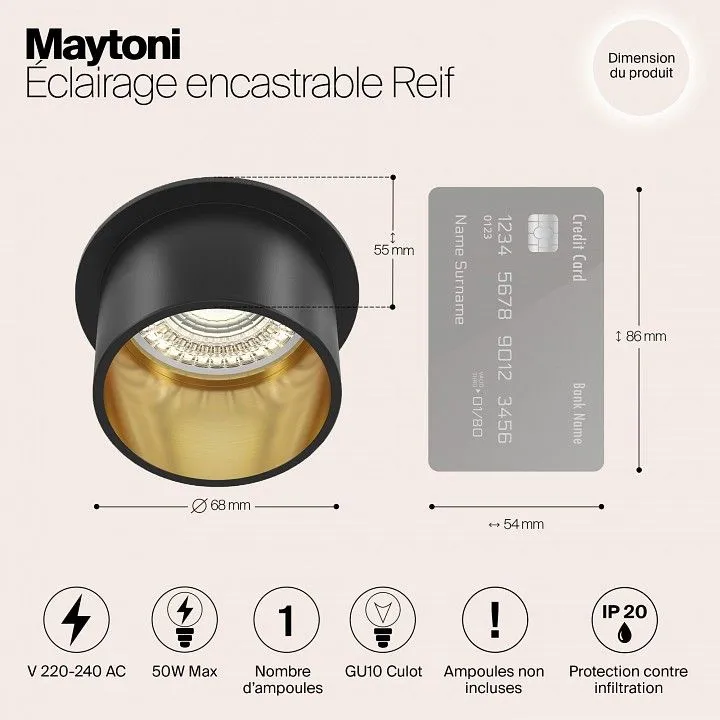 Встраиваемый светильник Maytoni Technical Рейф DL050-01GB