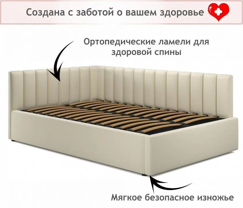 Кровать полутораспальная Milena 2000x1200 с ПМ