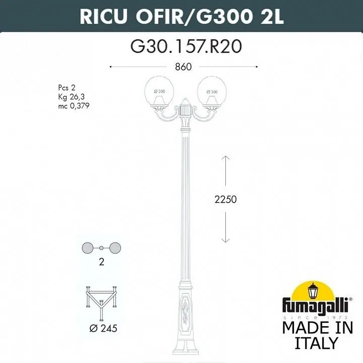 Фонарный столб Fumagalli Globe 300 G30.157.R20.AYE27