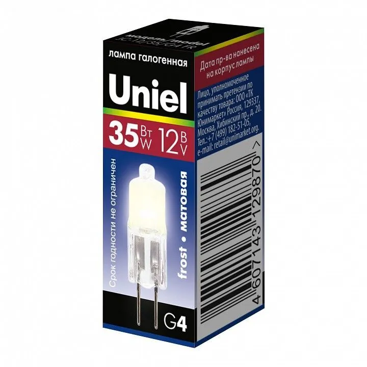 Лампа галогеновая Uniel  G4 35Вт 3000K 00824