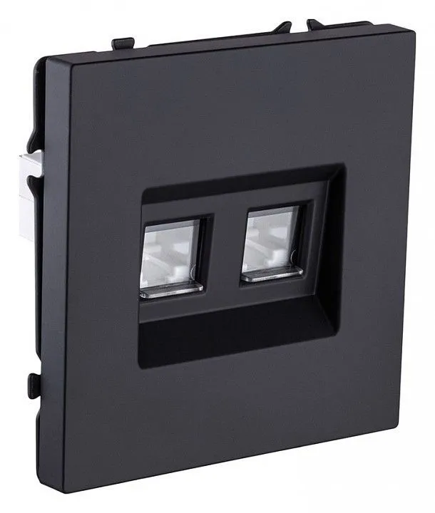 Розетка двойная Ethernet RJ-45 и со шторками, без рамки Kollinger Eclipse EC-018BK