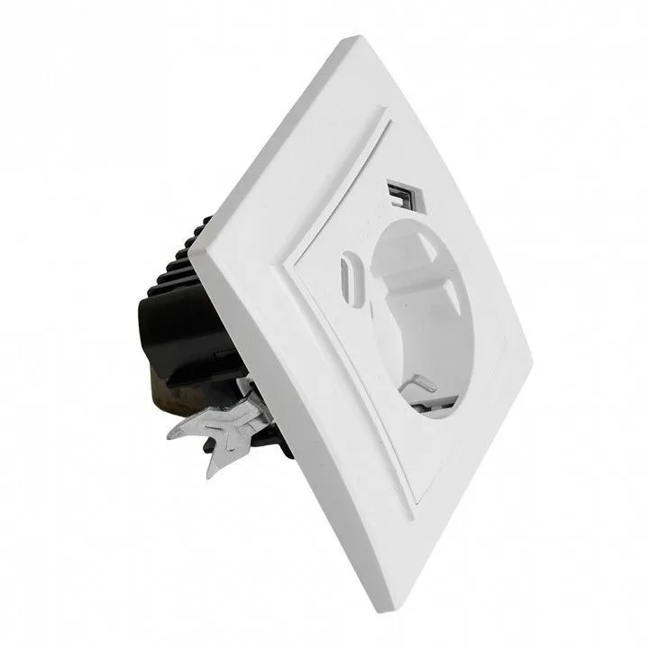 Розетка с заземлением и 2хUSB type A и C Stekker Эрна 50076