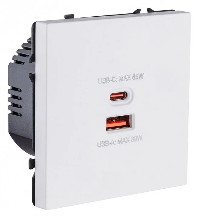 Розетка 2хUSB type A и C без рамки Kollinger Eclipse EC-024WH