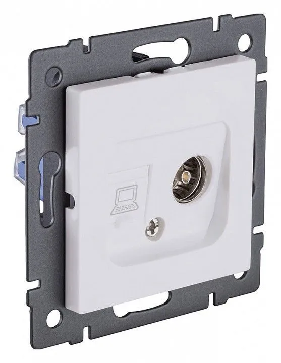 ТВ-розетка и розетка Ethernet RJ-45 без рамки Kollinger  REA-021WM