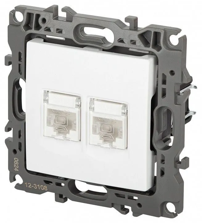 Розетка двойная Ethernet RJ-45 без рамки Эра Эра 12 12-3108-01М