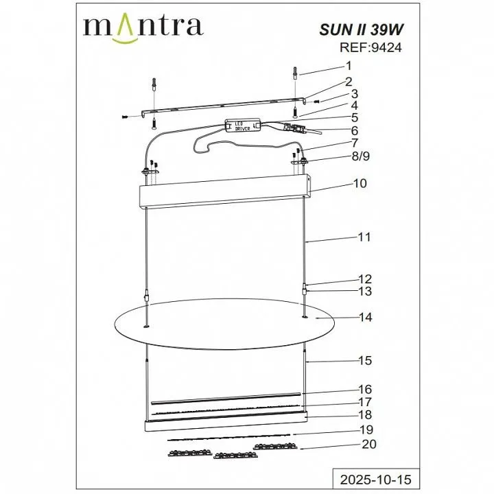 Подвесной светильник Mantra Sun II 9424