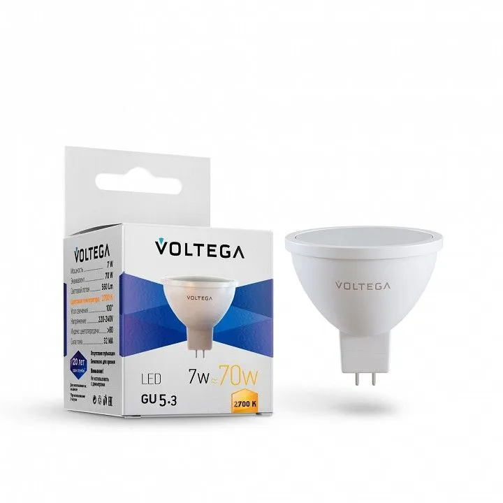 Лампа светодиодная Voltega Софит (Sofit) GU5.3 GU5.3 7Вт 2700K 7255