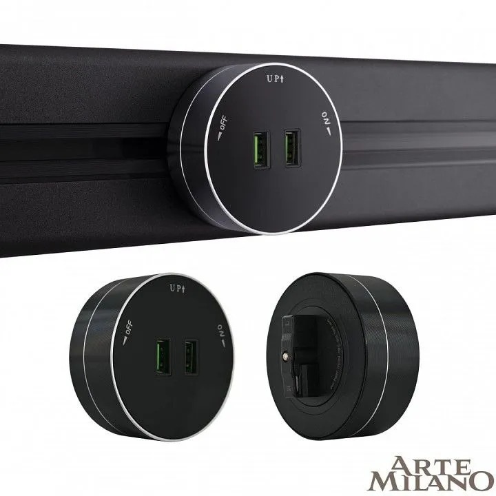 Розетка 2xUSB на треке Arte Milano Am-track-sockets 380011TS/USBx2 Black