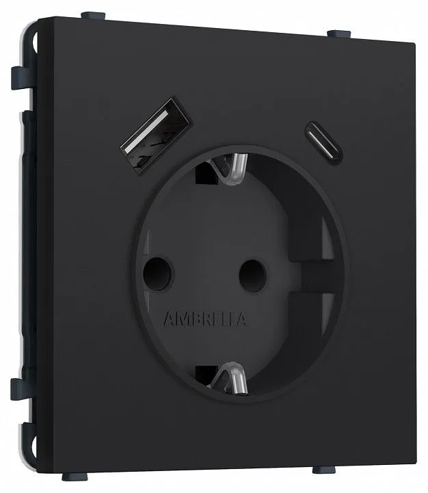 Розетка с заземлением и со шторкой и 2хUSB type A и C, без рамки Ambrella Volt MS MS990010