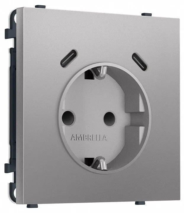 Розетка с заземлением и со шторкой и 2хUSB C, без рамки Ambrella Volt MS MS510510