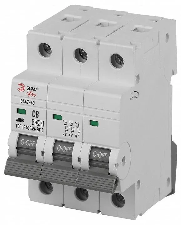 Автоматический выключатель 3P Эра ВА47-63 VA63-3P08C4.5