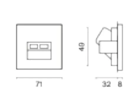 Розетка двойная Ethernet RJ-45 без рамки Voltum S70 VLS060206