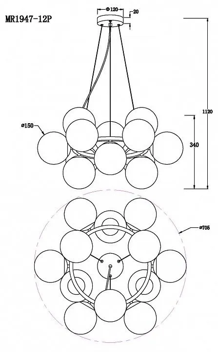 Подвесная люстра MyFar Aerton MR1947-12P