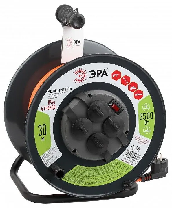 Удлинитель Эра  RMx-4es-3x1.5-30m-IP44
