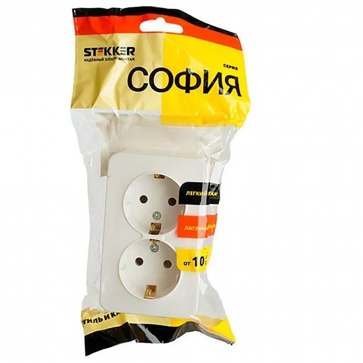 Розетка двойная с заземлением Stekker София 49304