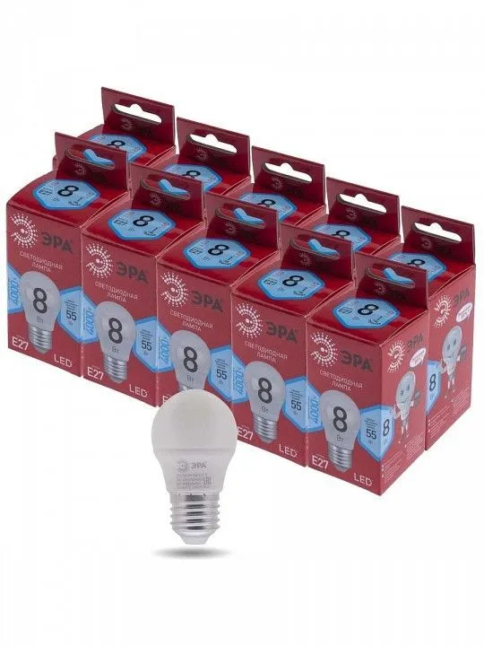Лампа светодиодная Эра  E27 8Вт 4000K LED P45-8W-840-E27 R