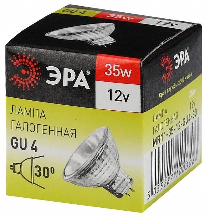 Лампа галогеновая Эра  GU4 35Вт 3000K GU4-MR11-35W-12V-30CL