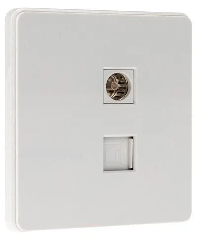 ТВ-розетка и розетка Ethernet RJ-45 без рамки Kranz ROUND KR-78-0722-1