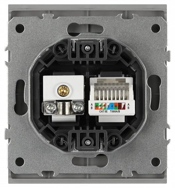 ТВ-розетка и розетка Ethernet RJ-45 без рамки Эра Arktik Б0070496