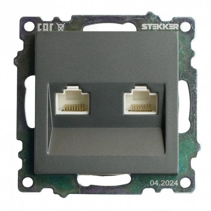 Розетка двойная Ethernet RJ-45 без рамки Stekker Катрин 50008