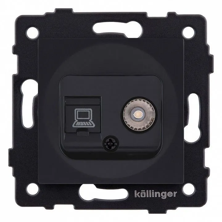 ТВ-розетка и розетка Ethernet RJ-45 без рамки Kollinger  REA-021BM