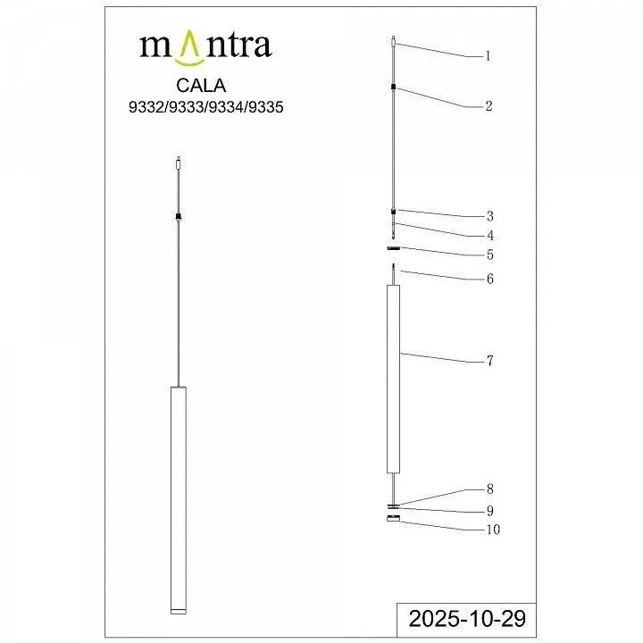 Подвесной светильник Mantra Cala 9333