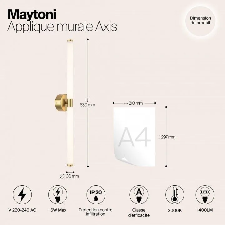 Бра Maytoni Ось MOD106WL-L16G3K