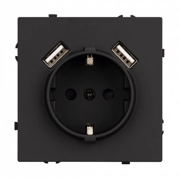 Розетка с заземлением и со шторкой и 2хUSB type A, без рамки Arlight NOBE 054289(1)