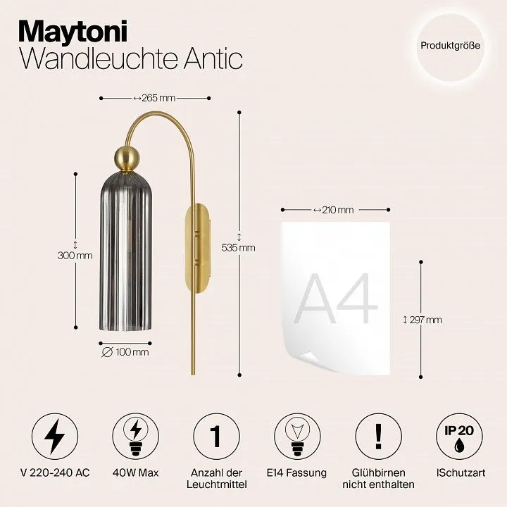Бра Maytoni Антик MOD302WL-01GR