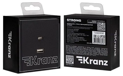 Розетка 2хUSB type A и C без рамки Kranz STRONG KR-78-0734-5