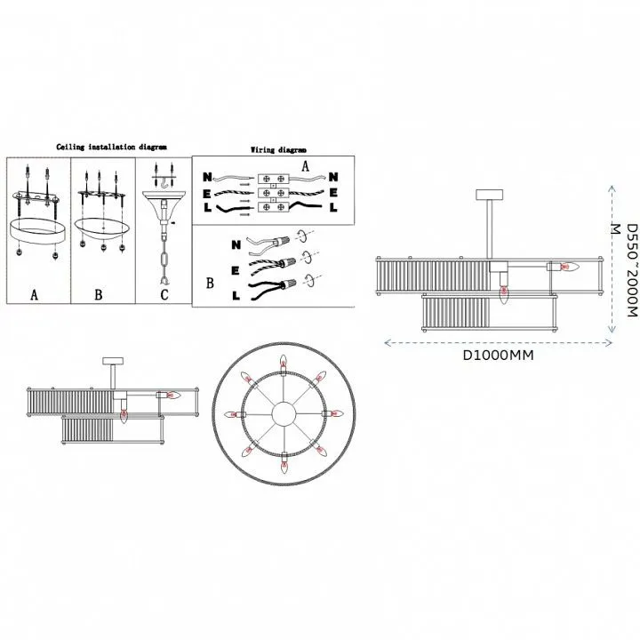 Светильник на штанге Imperiumloft RH Marais Round Chandelier 40,2668