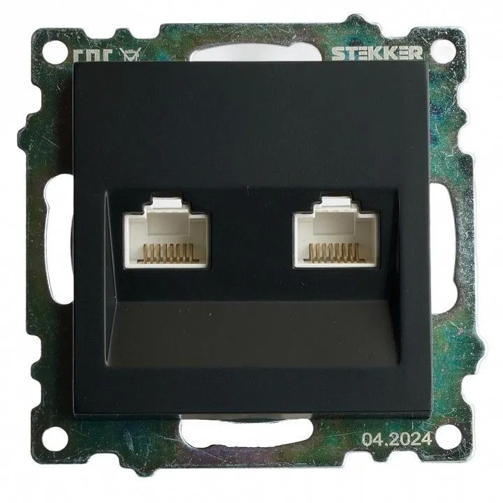 Розетка двойная Ethernet RJ-45 без рамки Stekker Катрин 50007