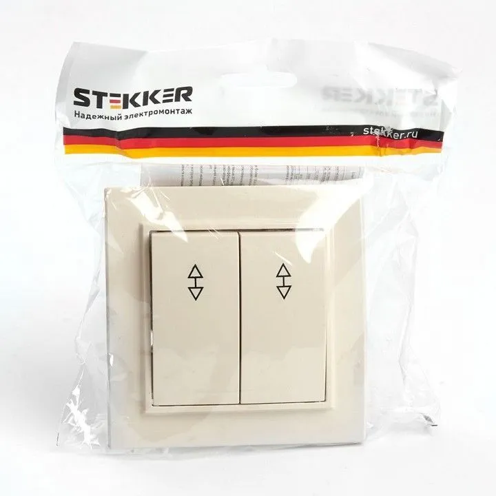 Переключатель двухклавишный Stekker Эрна 39920