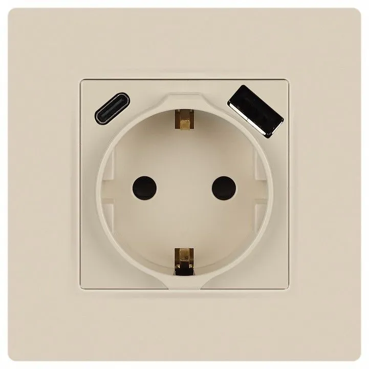 Розетка с заземлением и со шторкой и 2хUSB, без рамки Эра Эра 12 12-4108-02