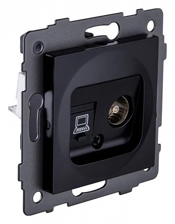 ТВ-розетка и розетка Ethernet RJ-45 без рамки Kollinger  REA-021BK