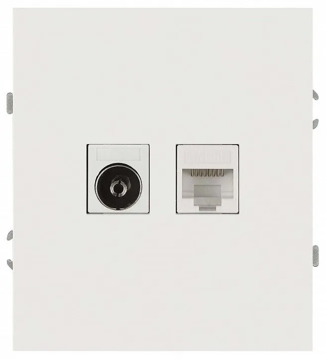 ТВ-розетка и розетка Ethernet RJ-45 без рамки Эра Arktik 16-3110-01