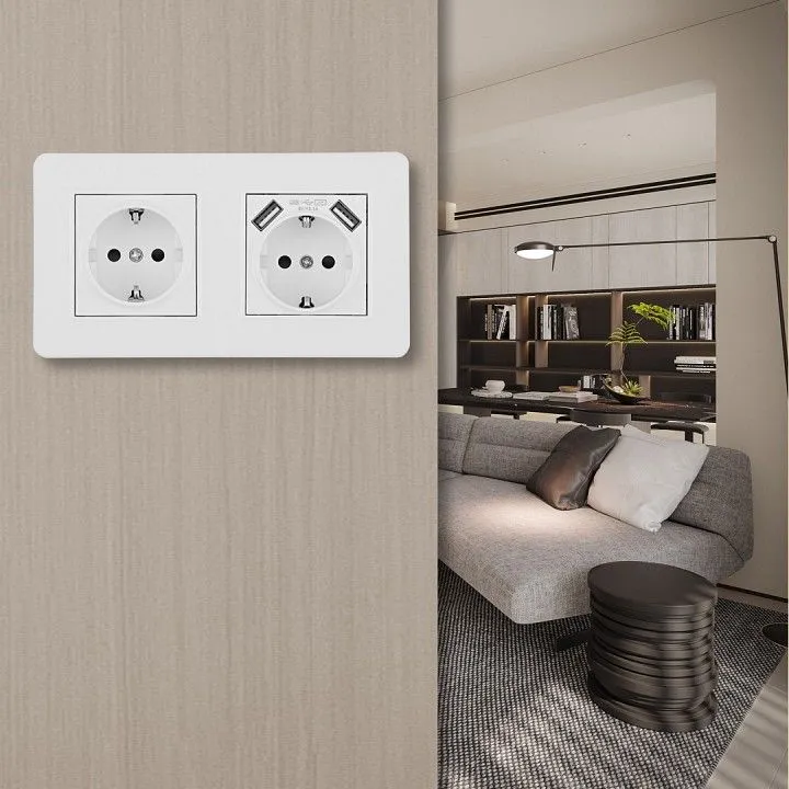 Розетка с заземлением и со шторкой и 2хUSB Arte Milano SET16-2 SET16-2-47-1-40-1 white